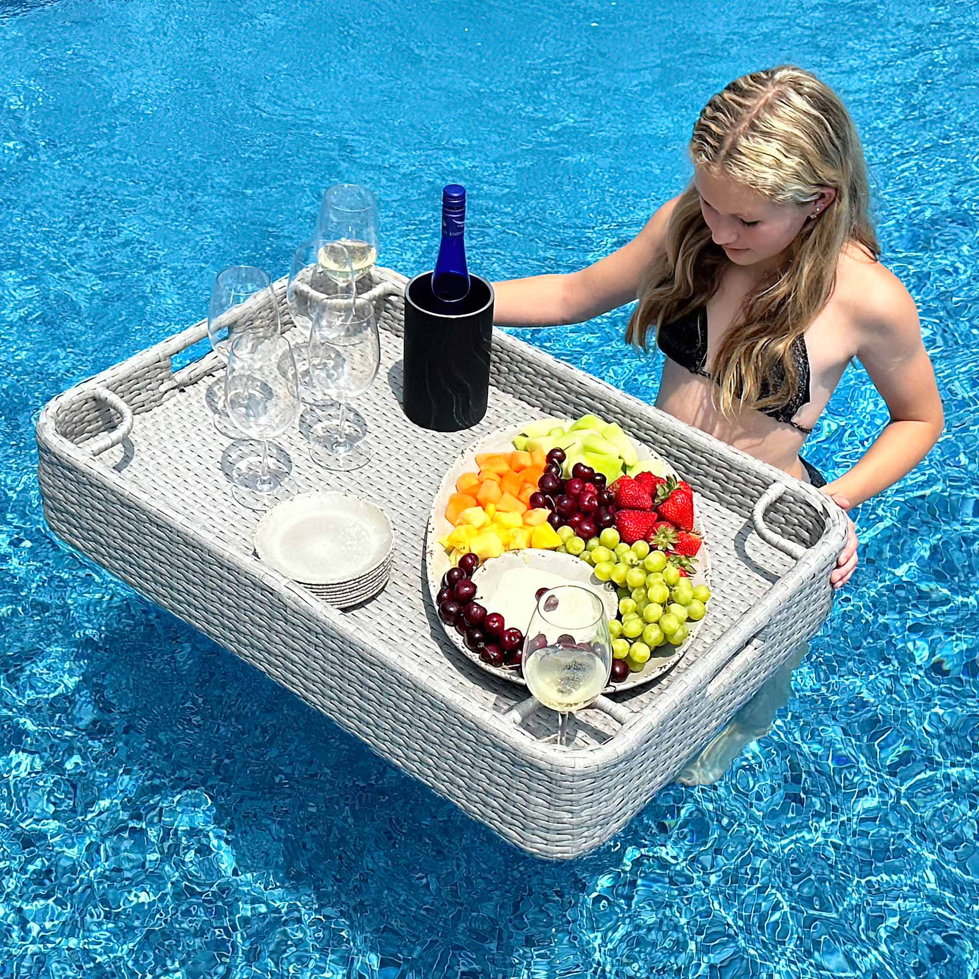 Aquasis Floating Pool Service Tray 36" x 24" - Harbor Gray - Image 2