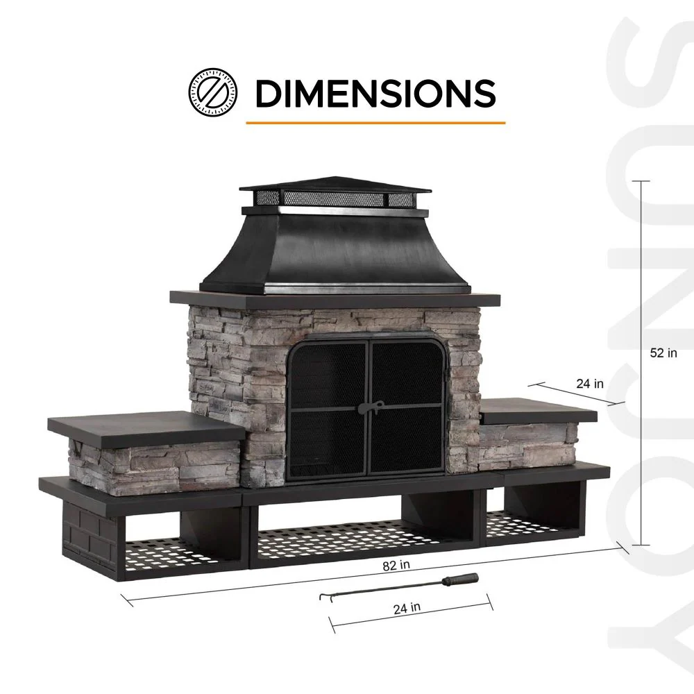 Canyon Stone Wood Burning Fireplace 48" - Black - Image 3