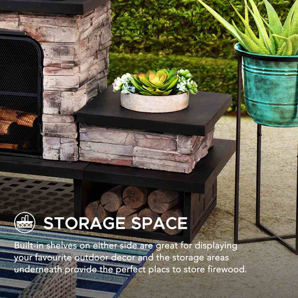 Canyon Stone Wood Burning Fireplace 48" - Black - Image 7