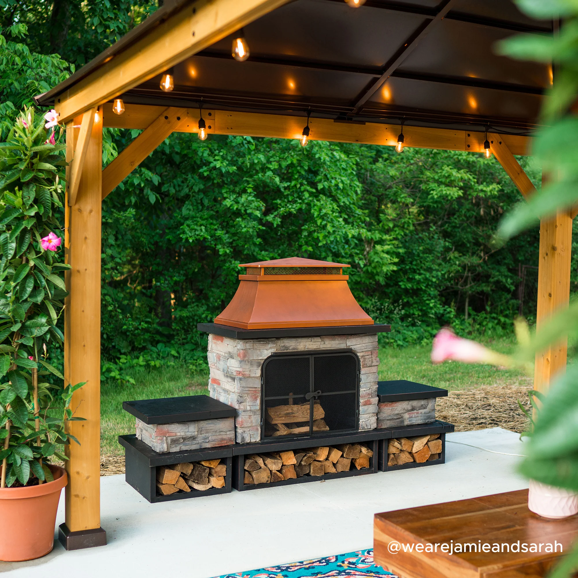 Canyon Stone Wood Burning Fireplace 48" - Antique Copper - Image 10