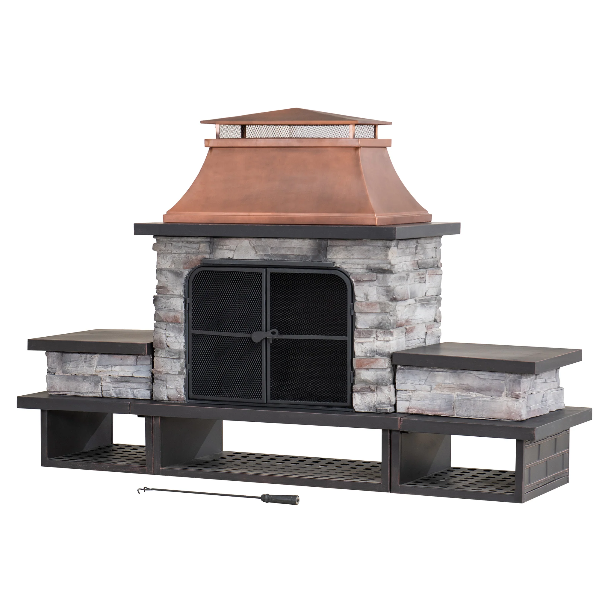 Canyon Stone Wood Burning Fireplace 48" - Antique Copper - Image 12