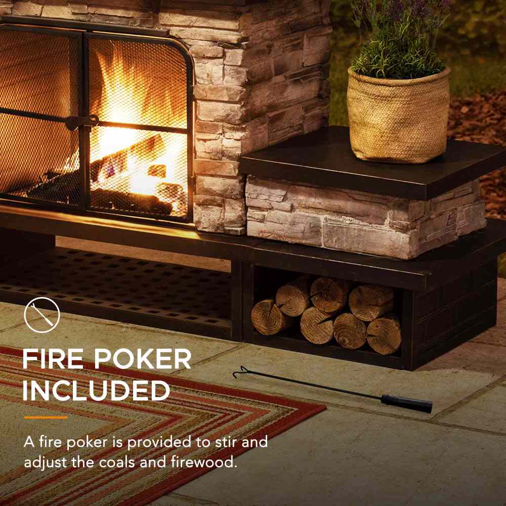 Canyon Stone Wood Burning Fireplace 48" - Antique Copper - Image 9