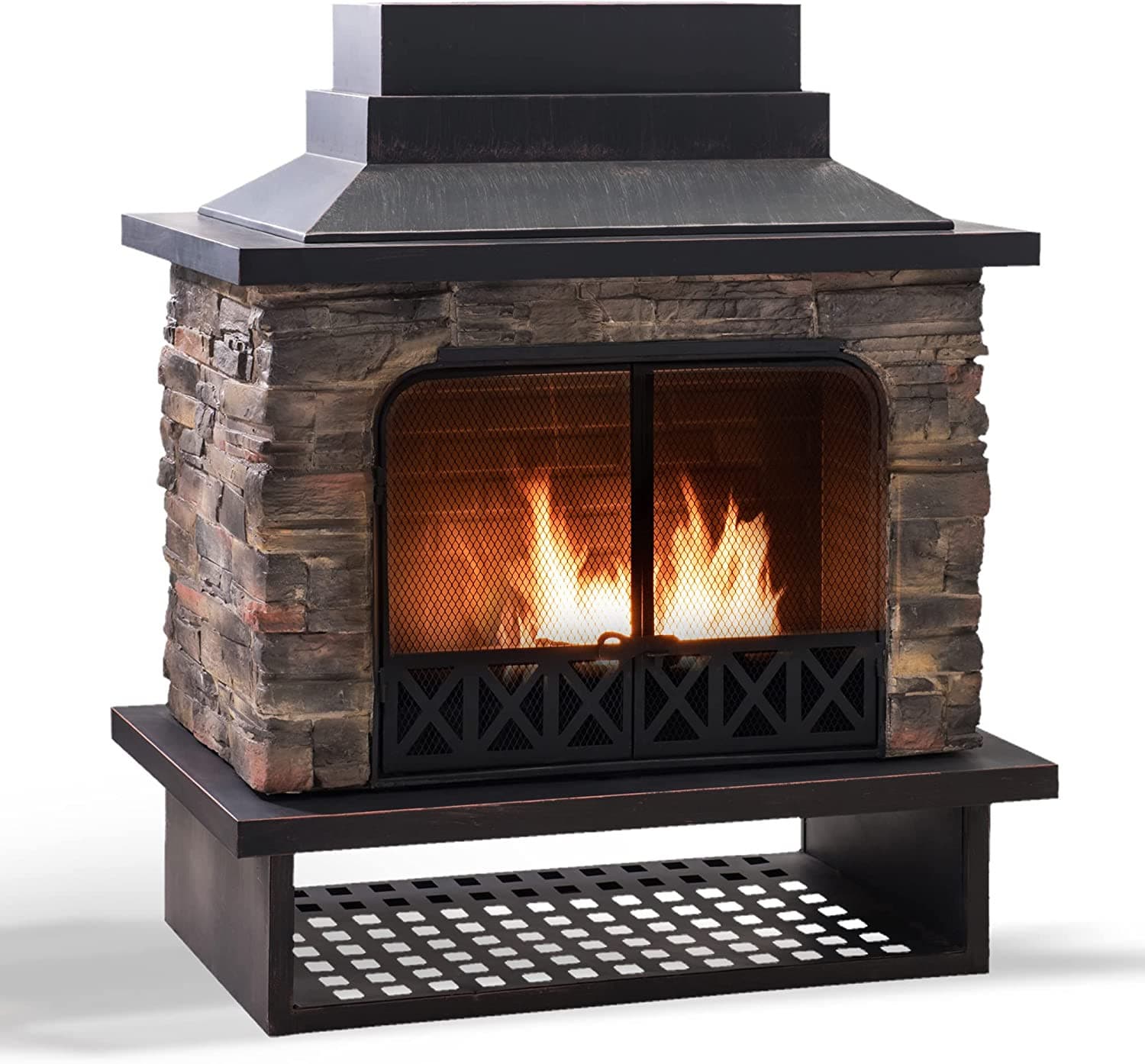 Canyon Stone Wood Burning Fireplace 48" - Matte Black Steel - Image 12