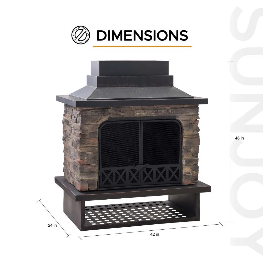 Canyon Stone Wood Burning Fireplace 48" - Matte Black Steel - Image 3