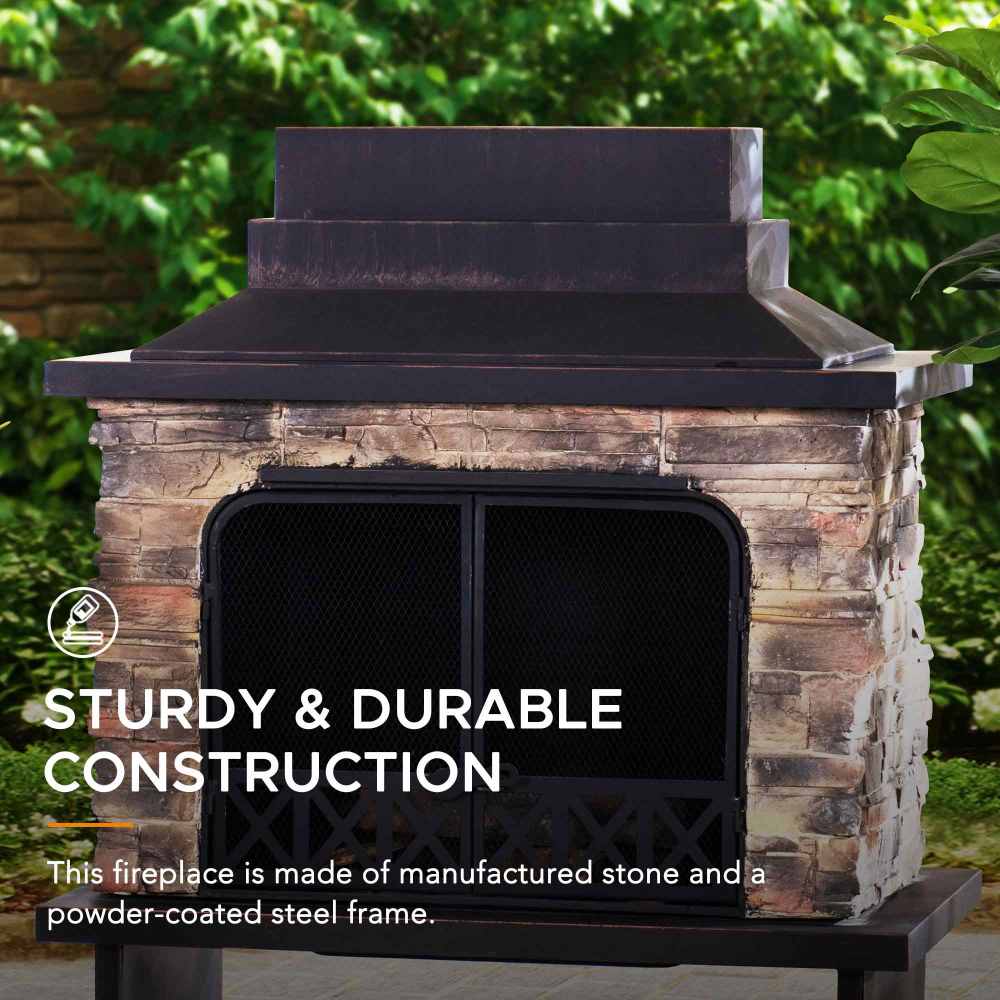 Canyon Stone Wood Burning Fireplace 48" - Matte Black Steel - Image 5
