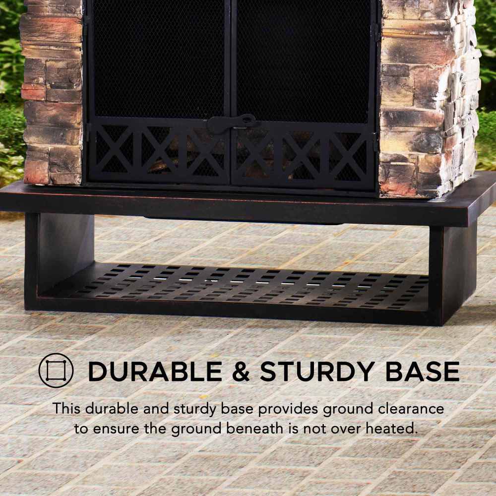 Canyon Stone Wood Burning Fireplace 48" - Matte Black Steel - Image 6