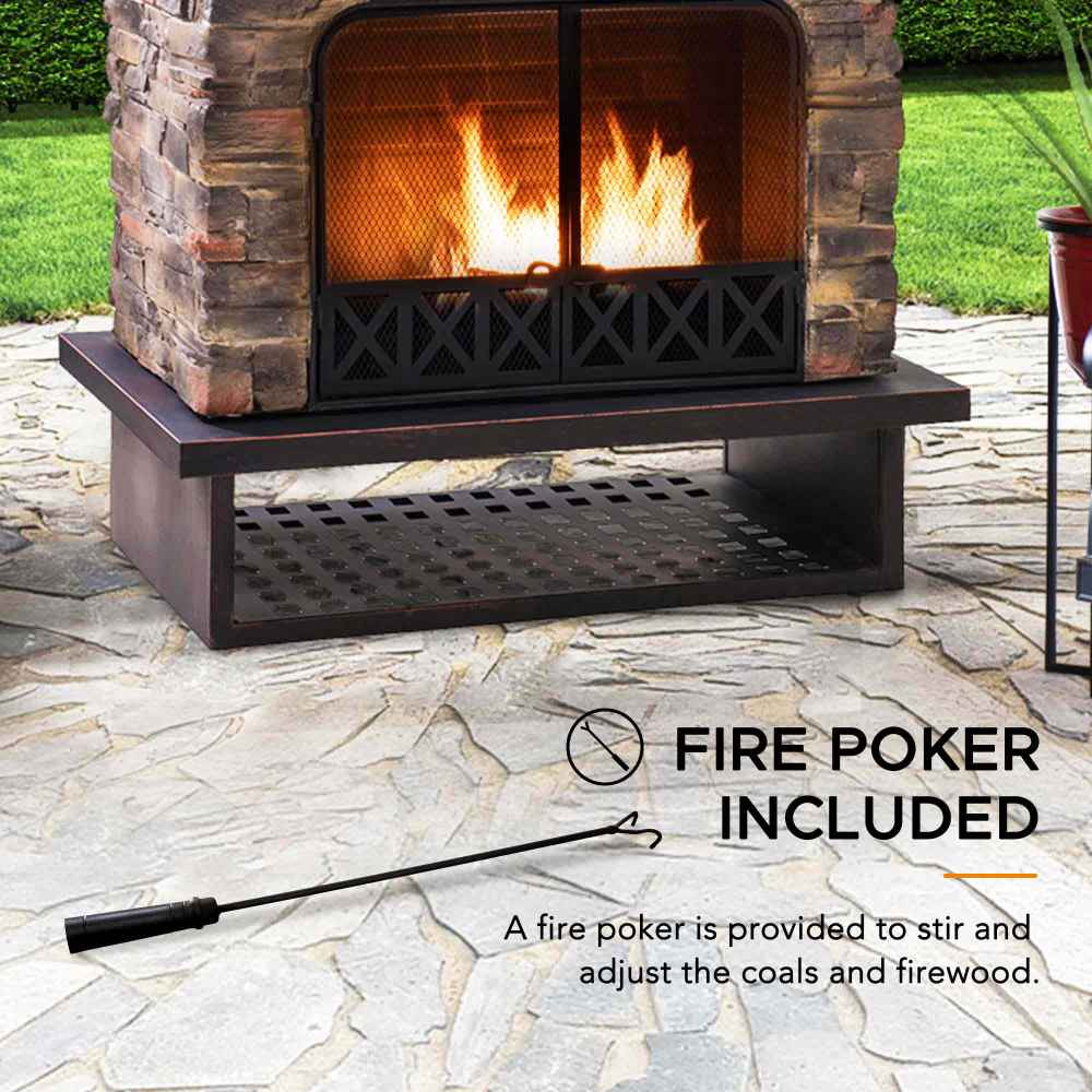 Canyon Stone Wood Burning Fireplace 48" - Matte Black Steel - Image 9