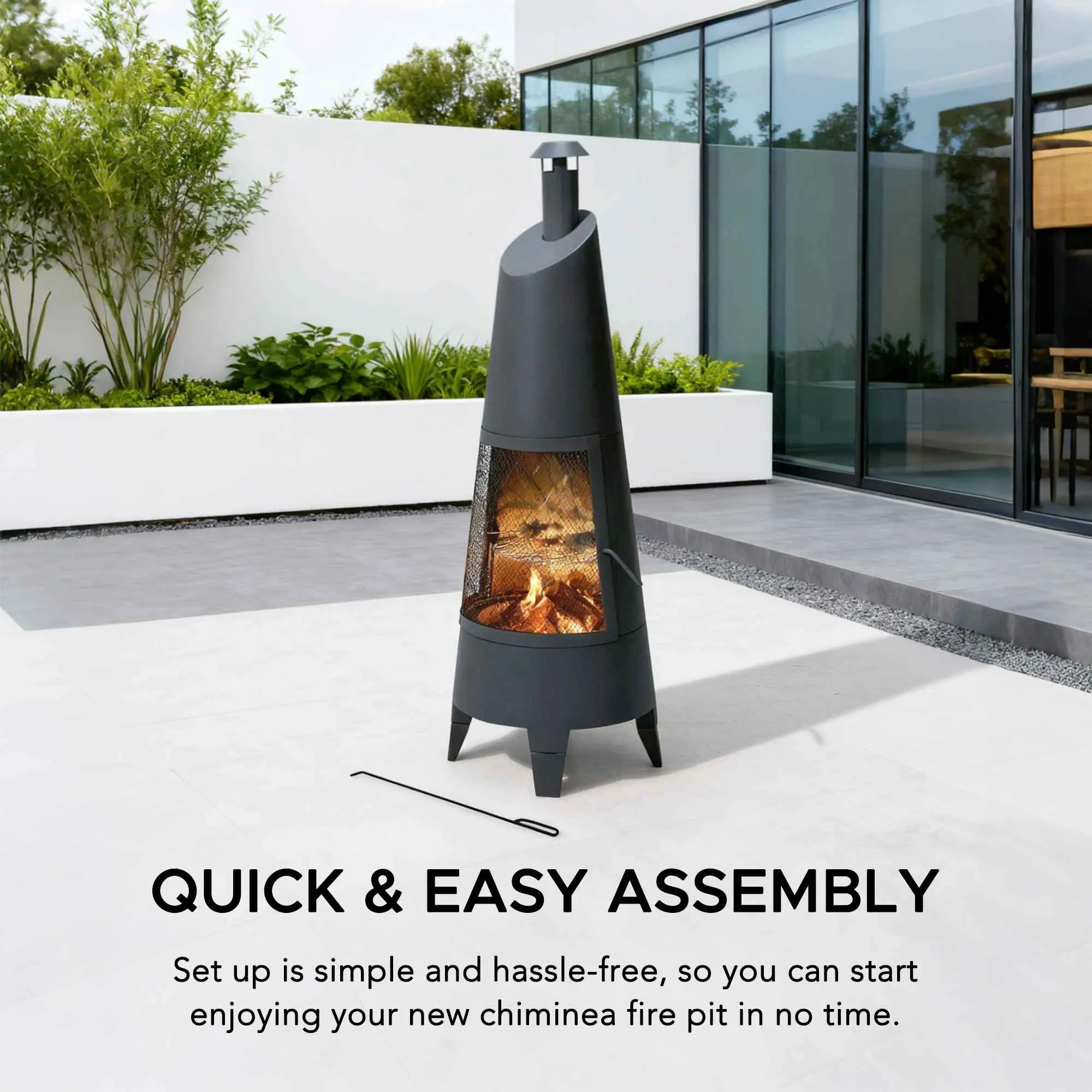 Alpine 2-in-1 Chiminea Fire Pit & Grill 57" - Gray - Image 10