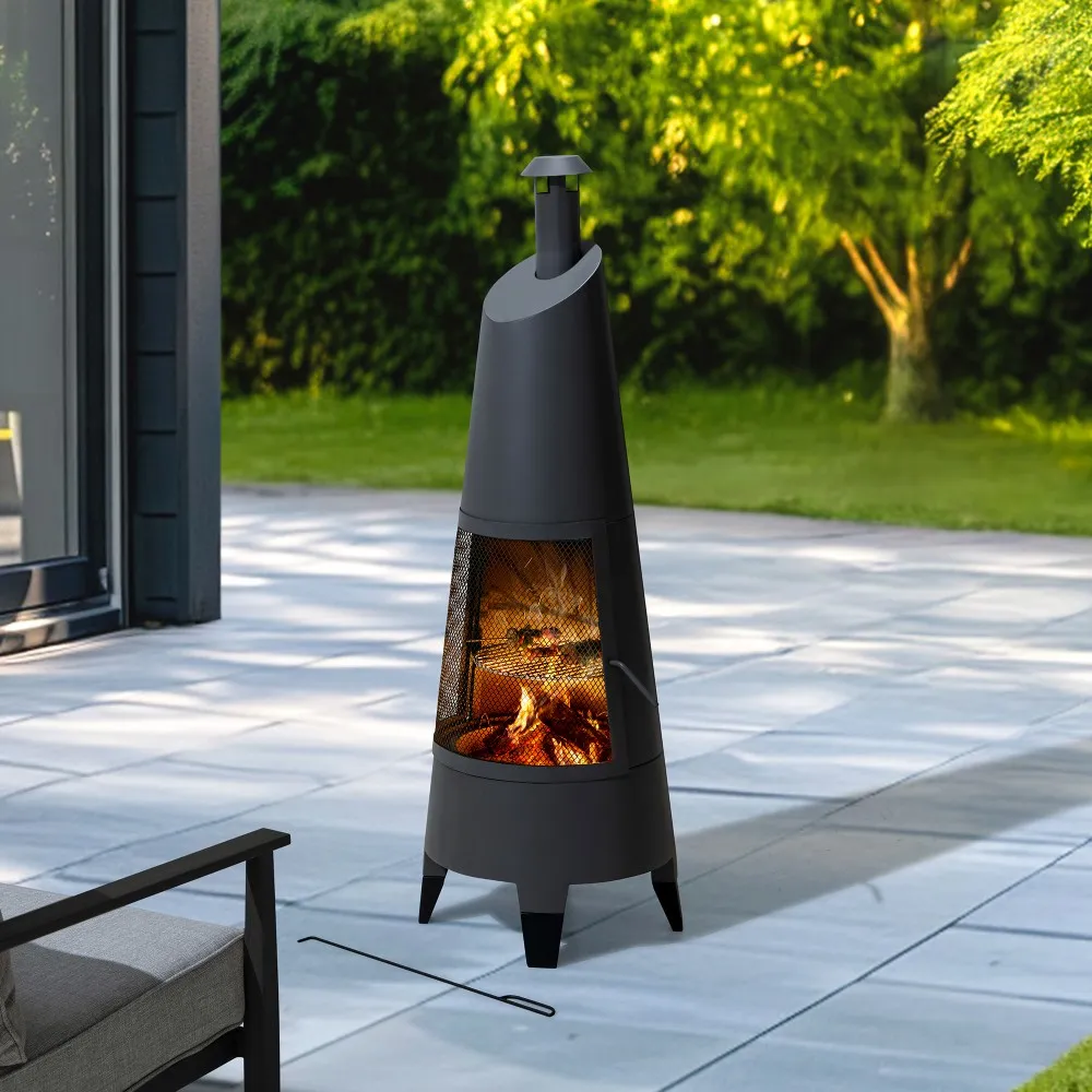 Alpine 2-in-1 Chiminea Fire Pit & Grill 57" - Gray - Image 11
