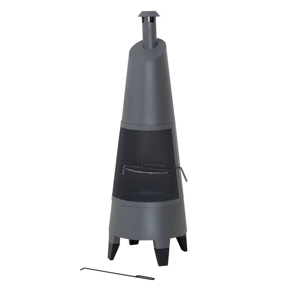 Alpine 2-in-1 Chiminea Fire Pit & Grill 57" - Gray - Image 15