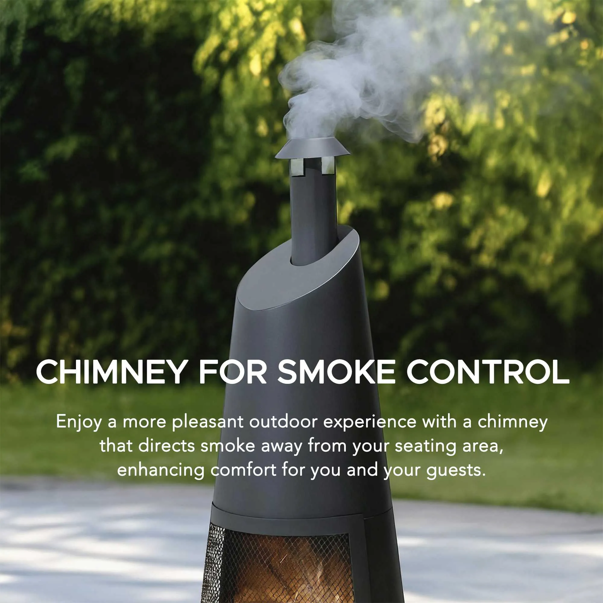 Alpine 2-in-1 Chiminea Fire Pit & Grill 57" - Gray - Image 4