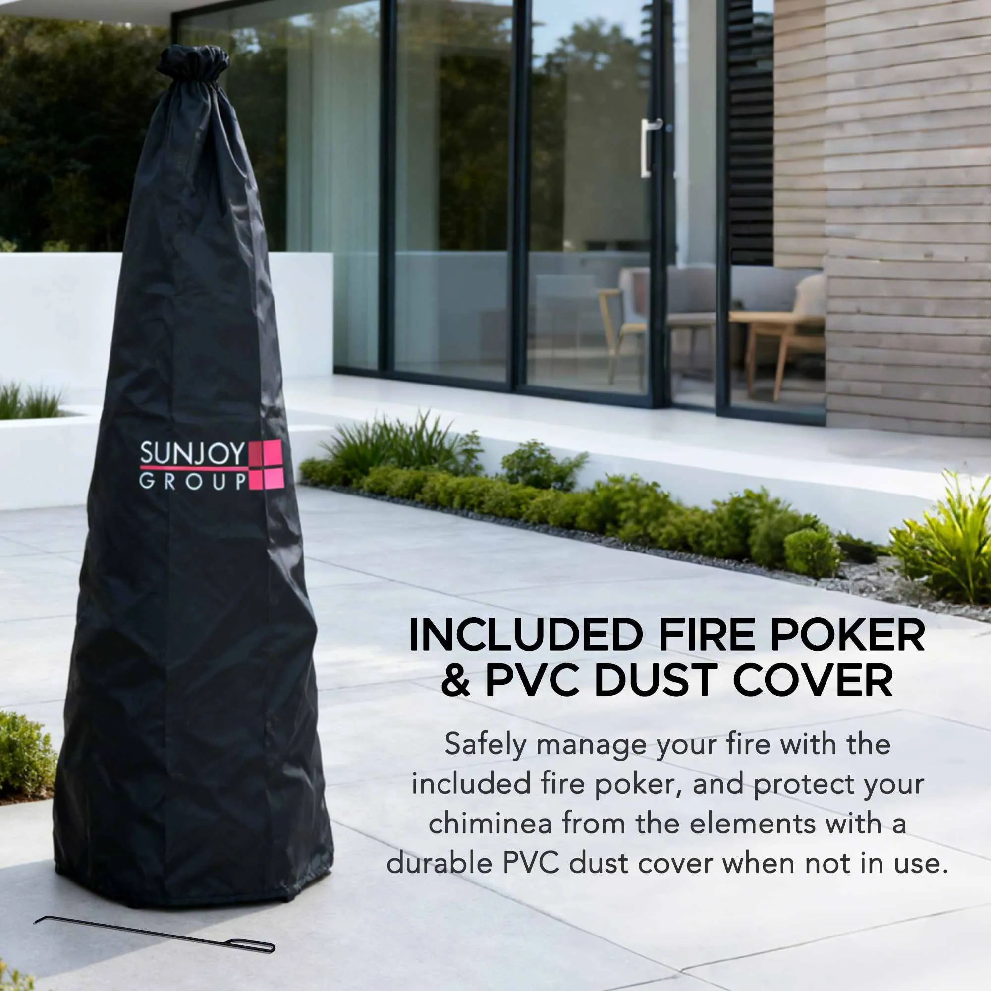 Alpine 2-in-1 Chiminea Fire Pit & Grill 57" - Gray - Image 9