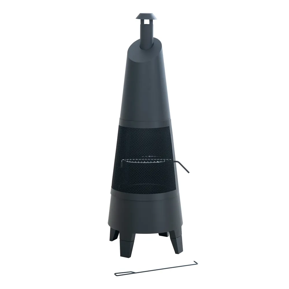 Alpine 2-in-1 Chiminea Fire Pit & Grill 57" - Black - Image 14