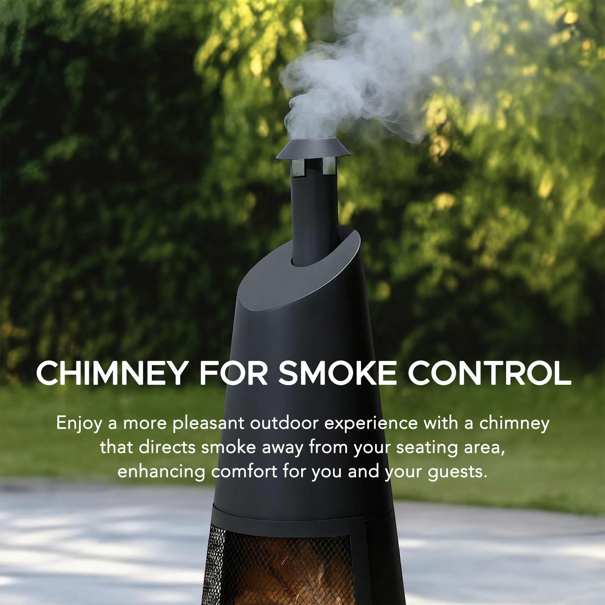 Alpine 2-in-1 Chiminea Fire Pit & Grill 57" - Black - Image 4