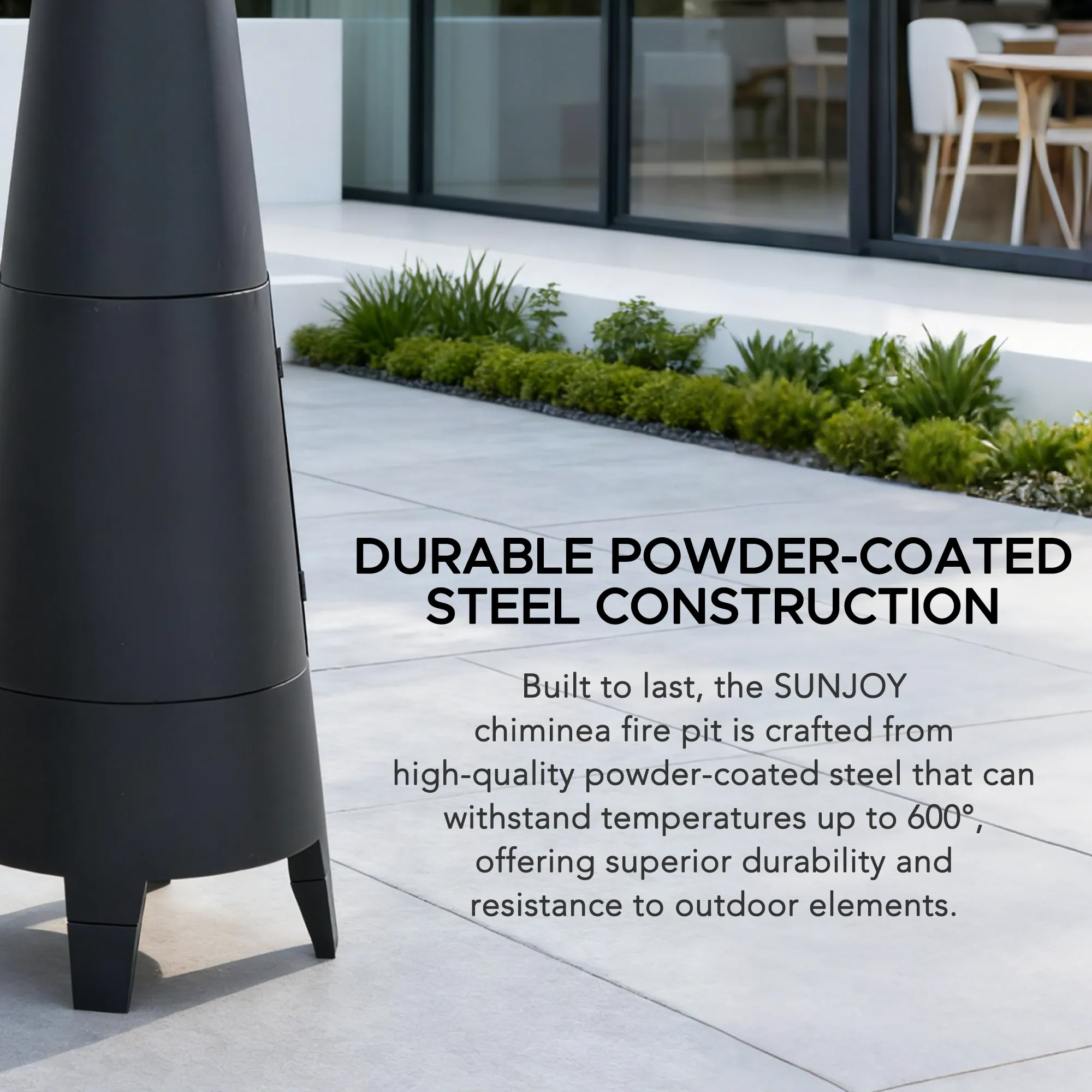 Alpine 2-in-1 Chiminea Fire Pit & Grill 57" - Black - Image 5