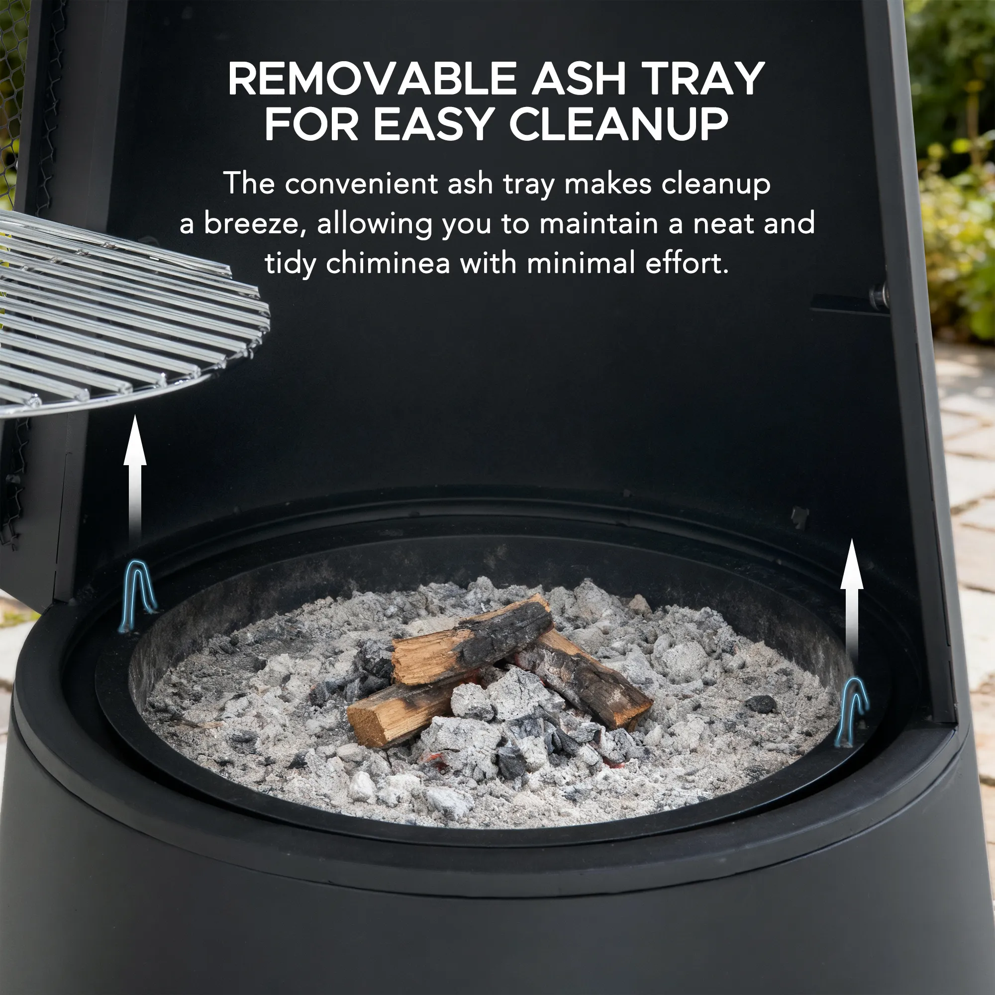 Alpine 2-in-1 Chiminea Fire Pit & Grill 57" - Black - Image 8