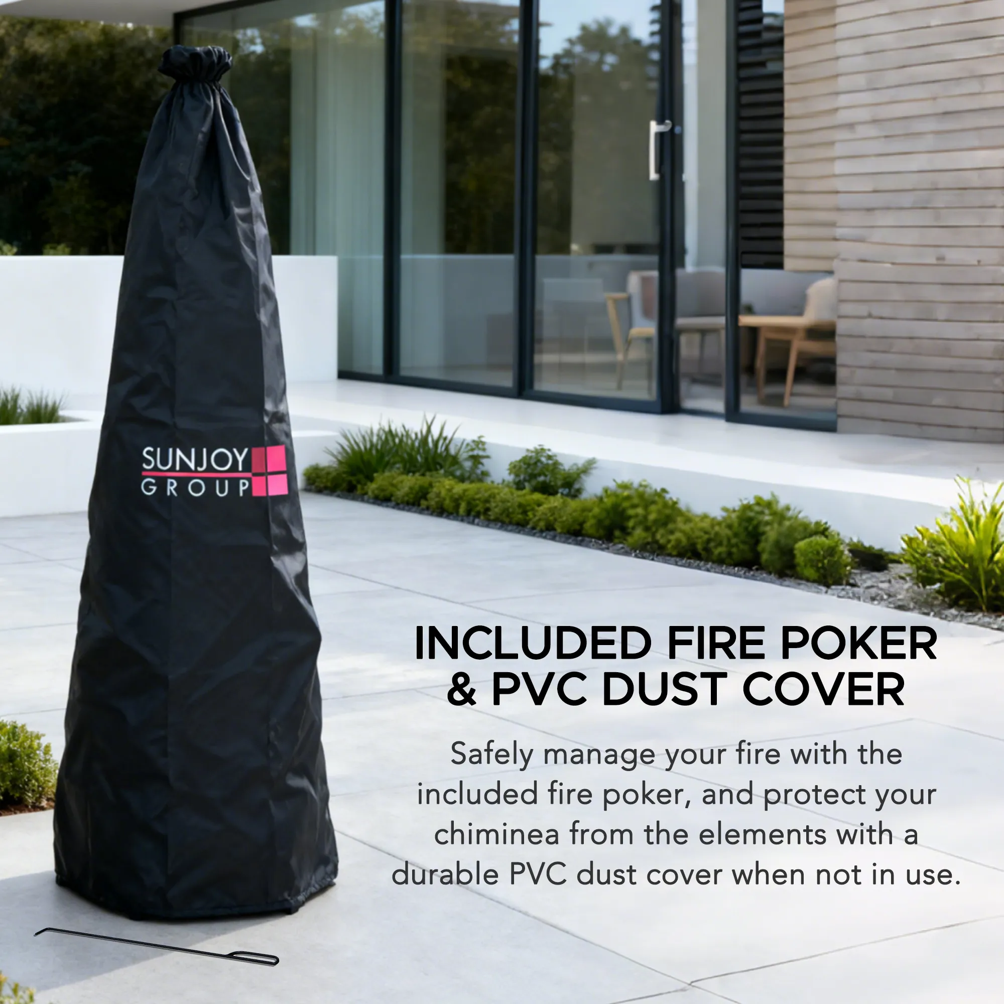 Alpine 2-in-1 Chiminea Fire Pit & Grill 57" - Black - Image 9