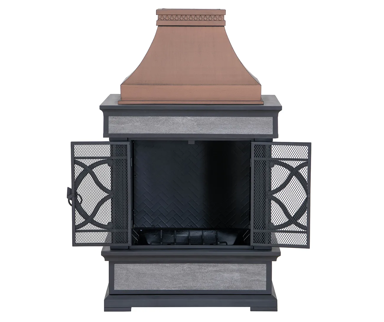 Vintage Steel Wood Burning Chiminea 57" - Antique Copper & Gray - Image 11