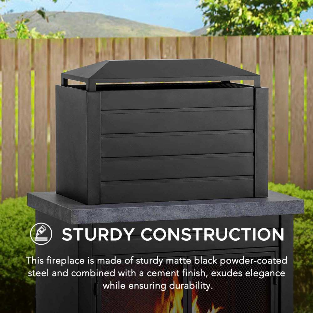 Nordic Modern Wood Burning Fireplace 58" - Onyx Black - Image 5