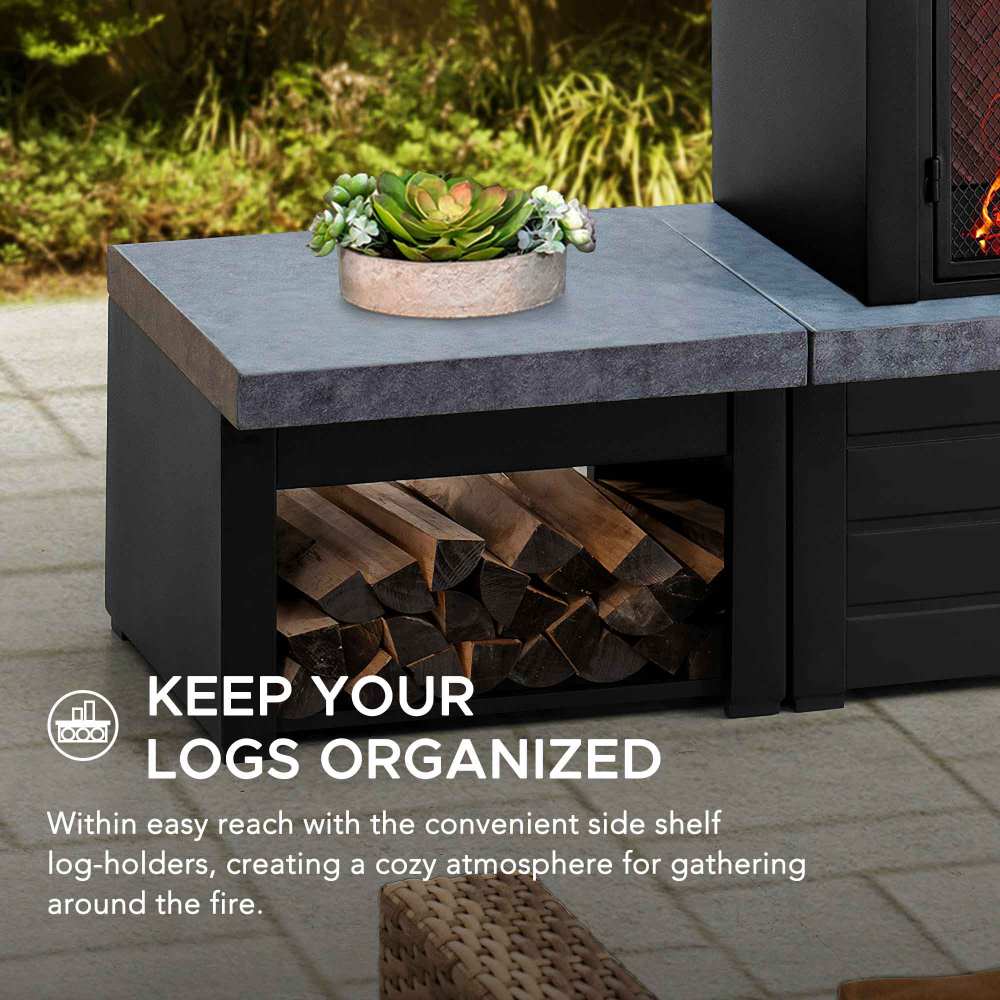 Nordic Modern Wood Burning Fireplace 58" - Onyx Black - Image 6