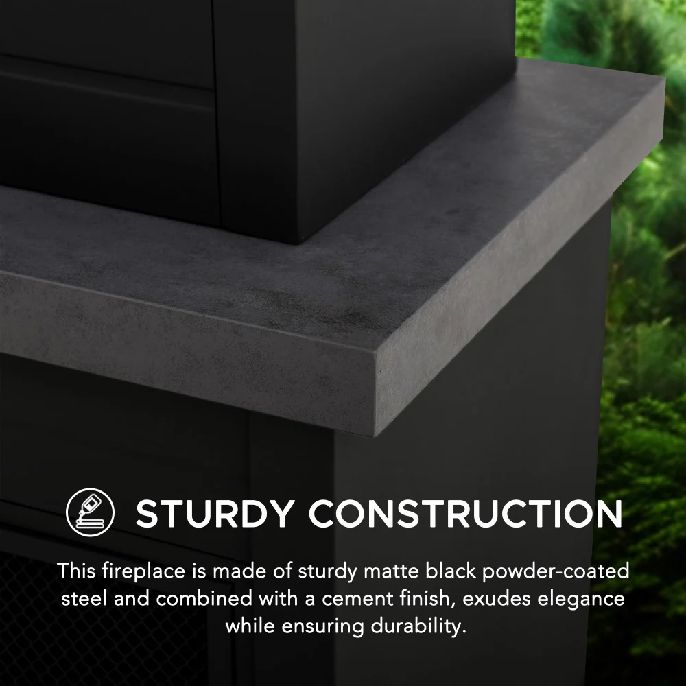 Nordic Modern Wood Burning Fireplace 58" - Dark Gray - Image 4
