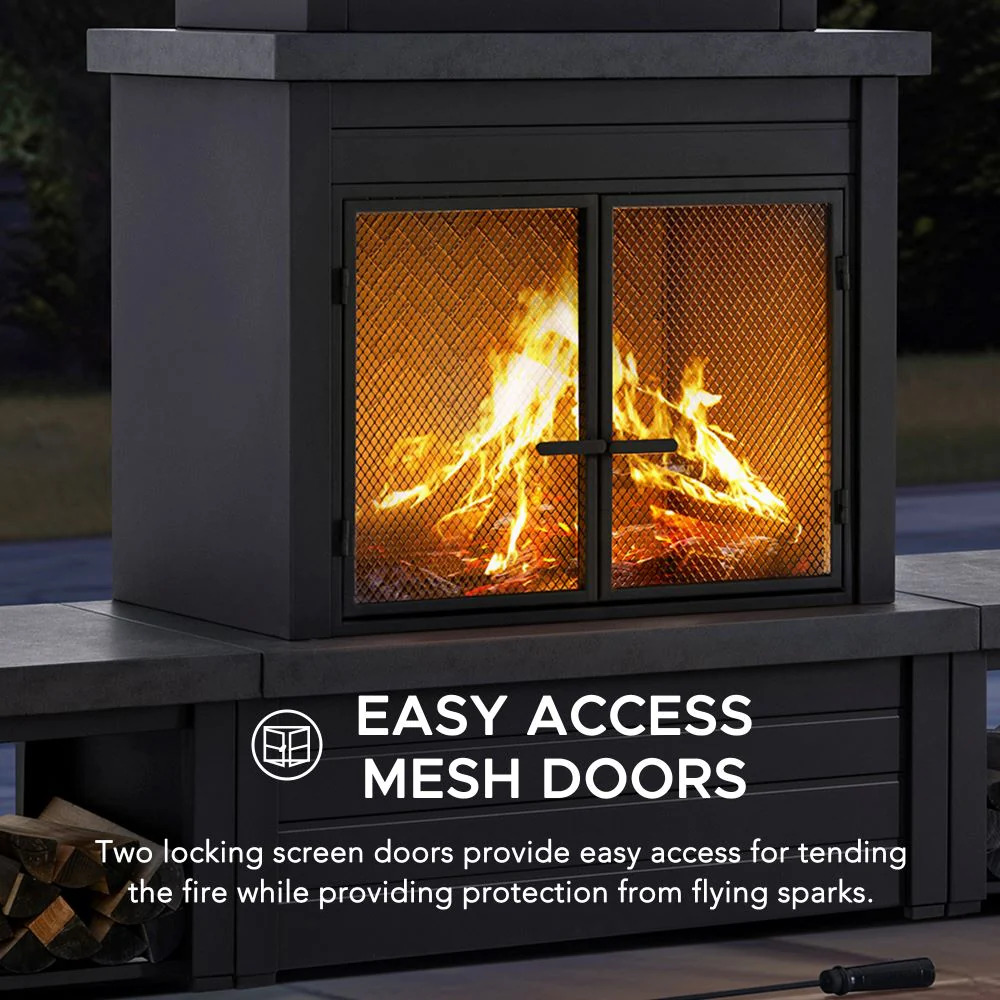 Nordic Modern Wood Burning Fireplace 58" - Dark Gray - Image 7