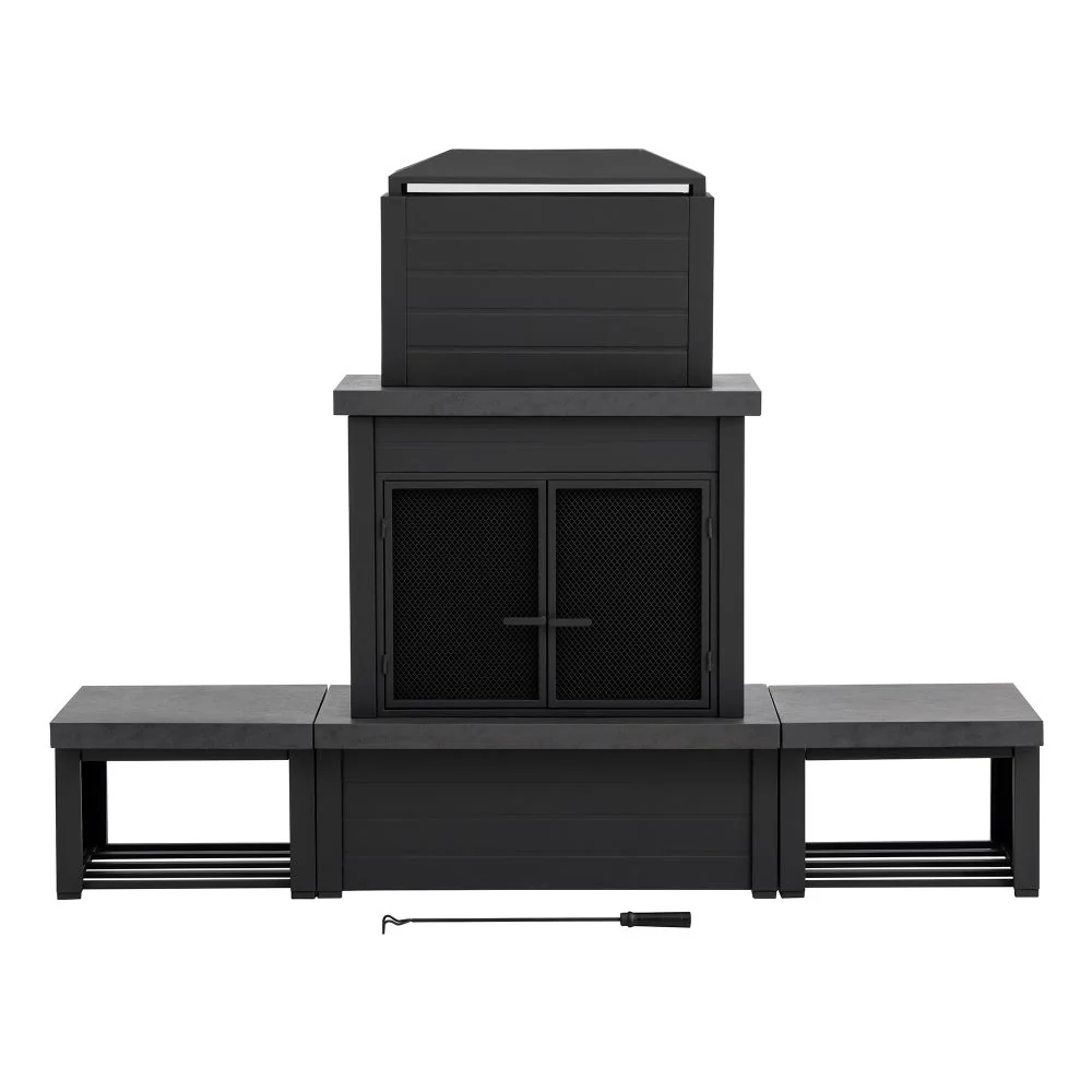 Nordic Modern Wood Burning Fireplace 58" - Dark Gray - Image 8