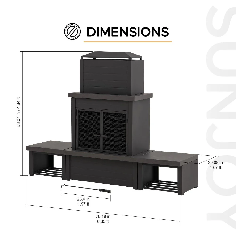Nordic Modern Wood Burning Fireplace 58" - Brown - Image 3