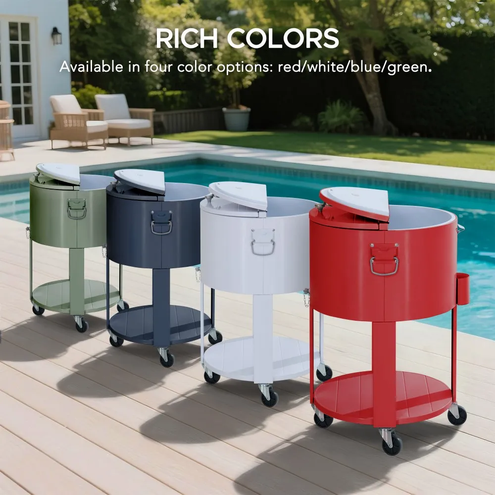 Oasis Rolling Patio Ice Chest Cart 60 Qt - Cobalt Blue - Image 10