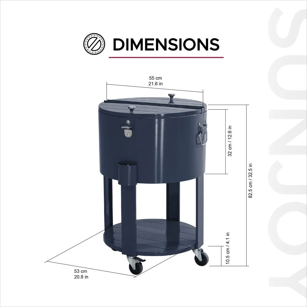 Oasis Rolling Patio Ice Chest Cart 60 Qt - Cobalt Blue - Image 3