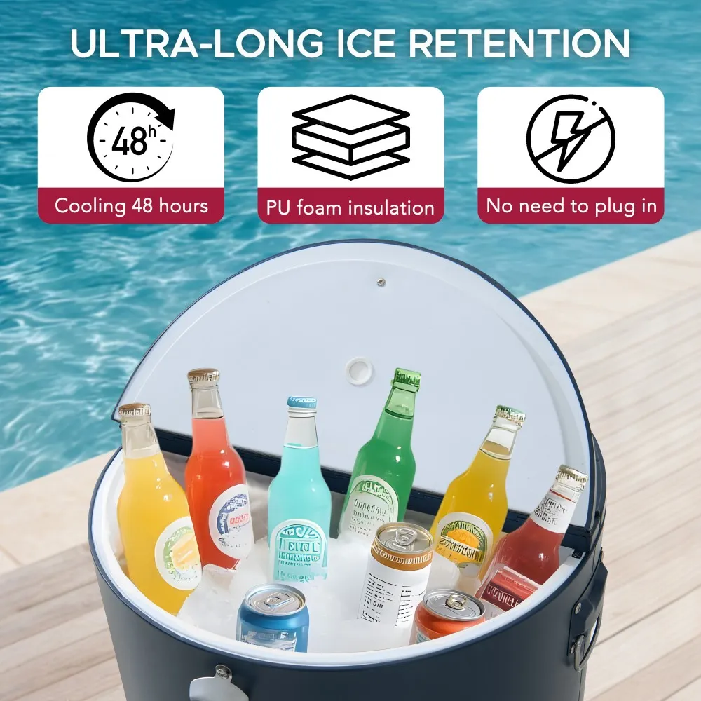 Oasis Rolling Patio Ice Chest Cart 60 Qt - Cobalt Blue - Image 4