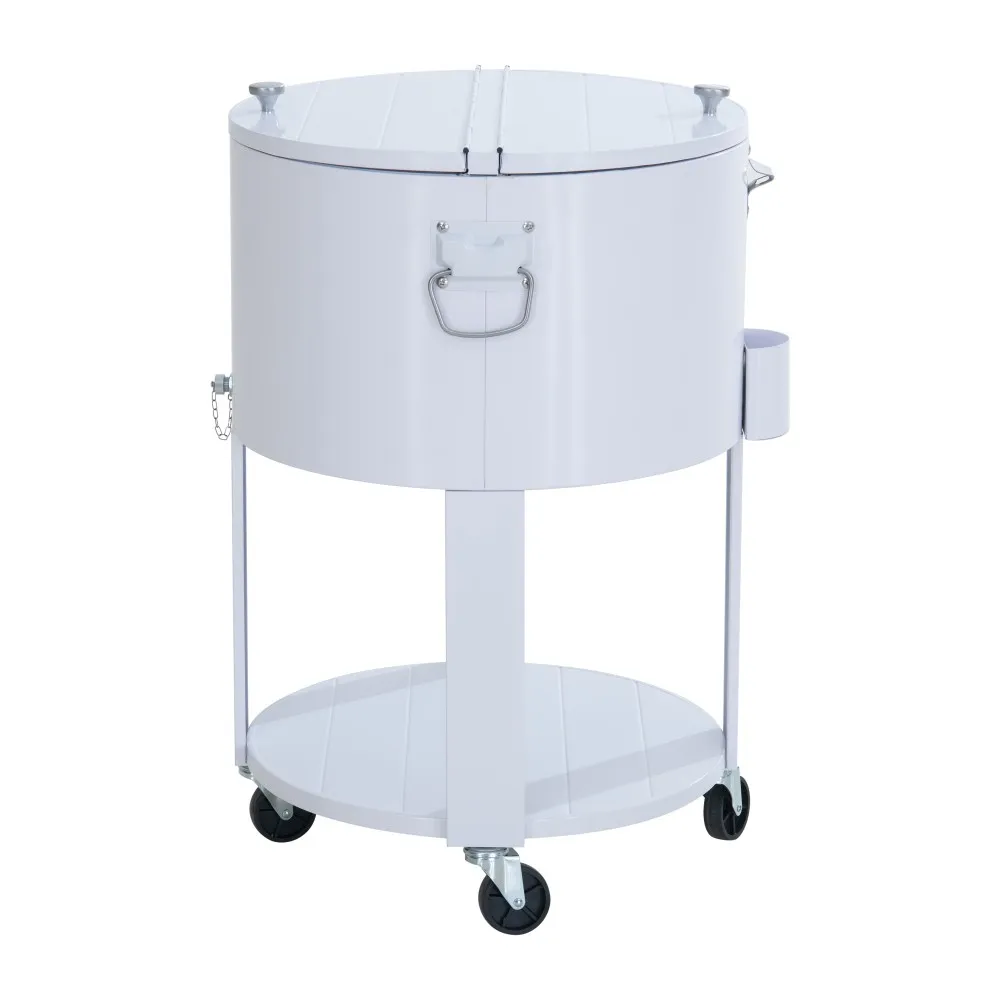 Oasis Rolling Patio Ice Chest Cart 60 Qt - Alabaster White - Image 2