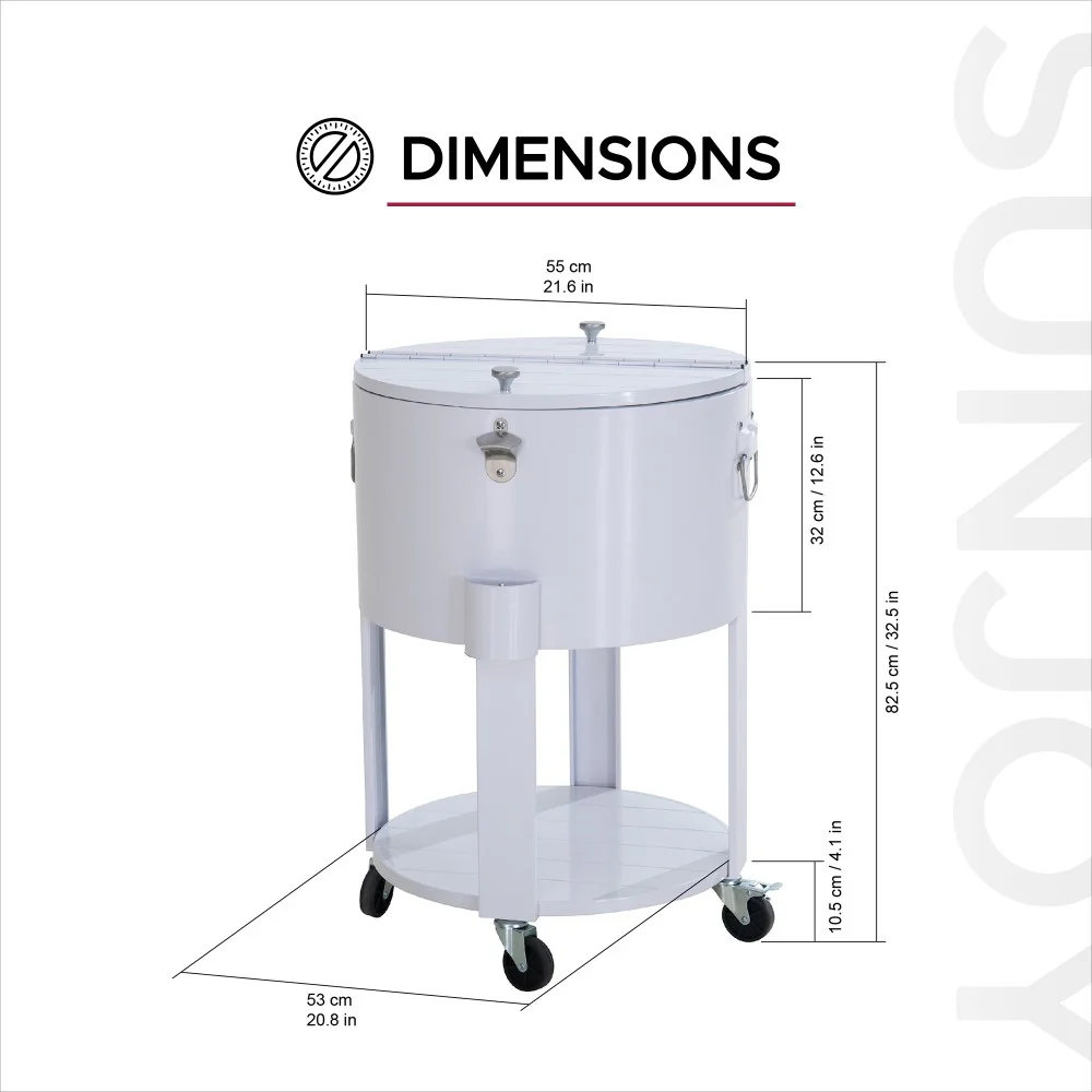 Oasis Rolling Patio Ice Chest Cart 60 Qt - Alabaster White - Image 3