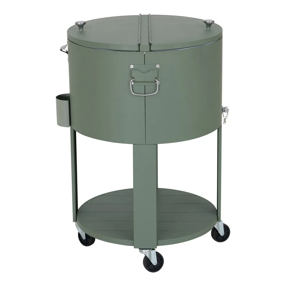 Oasis Rolling Patio Ice Chest Cart 60 Qt - Mint Green - Image 11