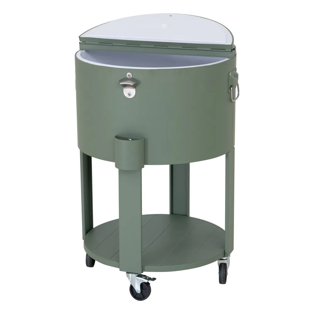 Oasis Rolling Patio Ice Chest Cart 60 Qt - Mint Green - Image 2