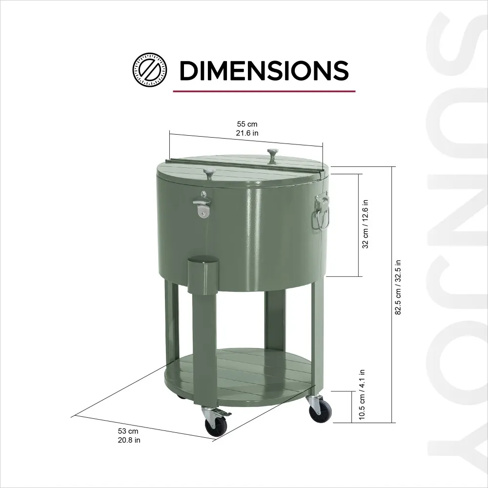 Oasis Rolling Patio Ice Chest Cart 60 Qt - Mint Green - Image 3