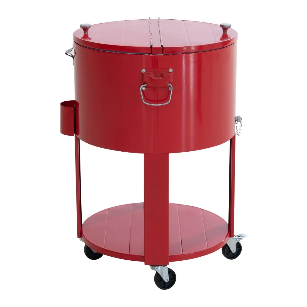 Oasis Rolling Patio Ice Chest Cart 60 Qt - Vintage Red - Image 2