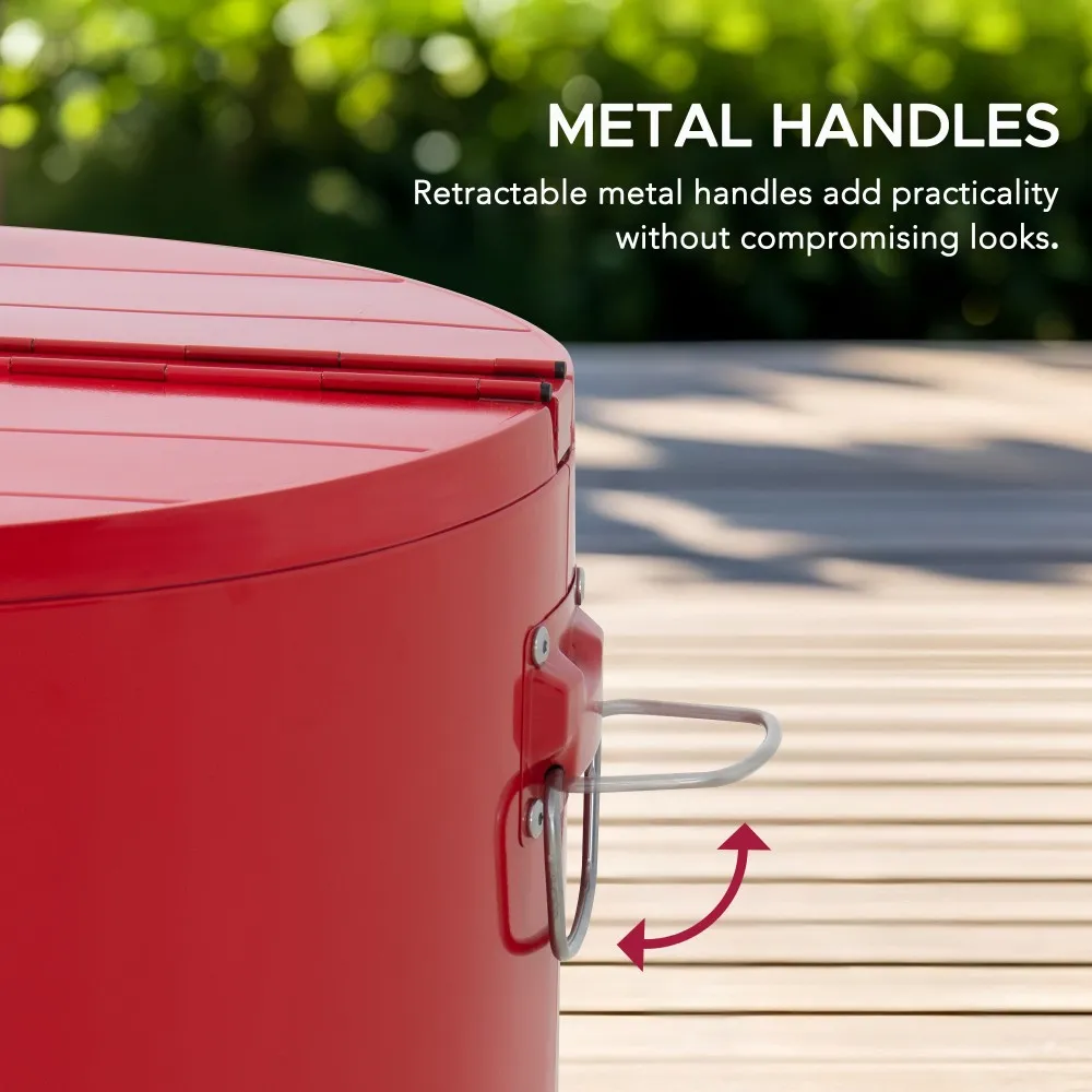 Oasis Rolling Patio Ice Chest Cart 60 Qt - Vintage Red - Image 9