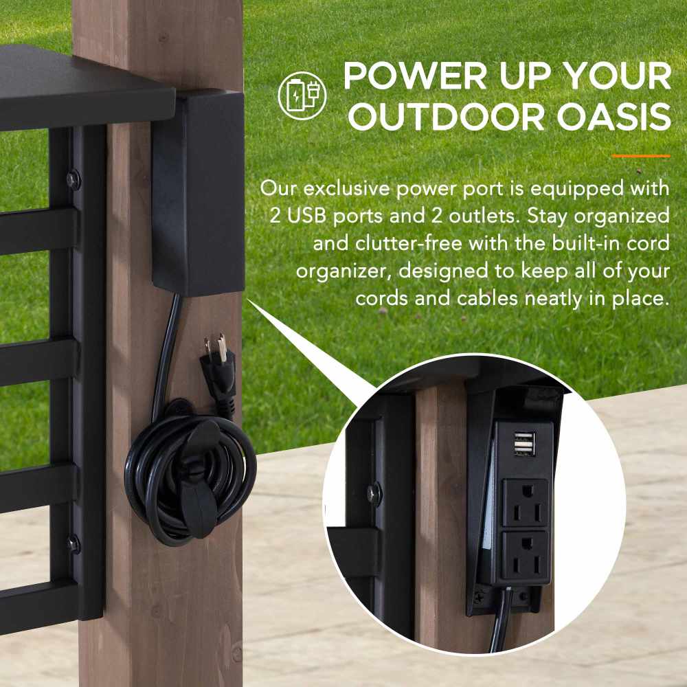 Smart Wooden Grill Gazebo with Outlets 8' x 12' - Warm Cedar - Image 4
