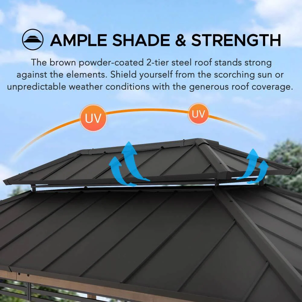 Smart Wooden Grill Gazebo with Outlets 8' x 12' - Warm Cedar - Image 8