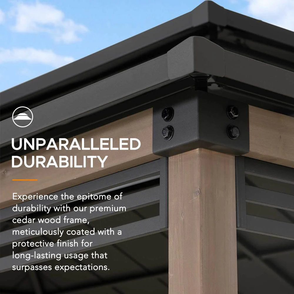 Smart Wooden Grill Gazebo with Outlets 8' x 12' - Warm Cedar - Image 9