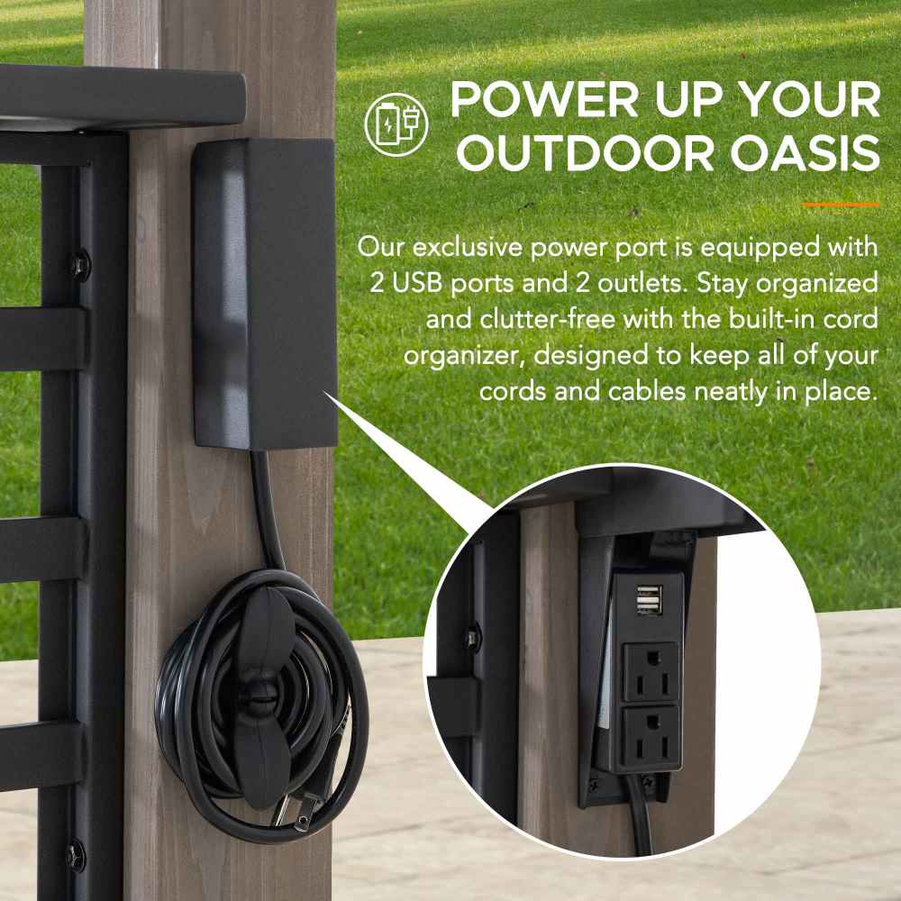 Smart Wooden Grill Gazebo with Outlets 8' x 12' - Matte Black - Image 4