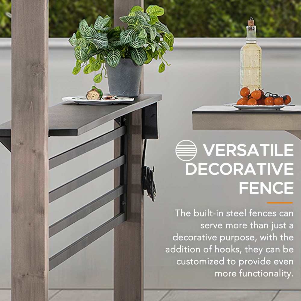 Smart Wooden Grill Gazebo with Outlets 8' x 12' - Matte Black - Image 5