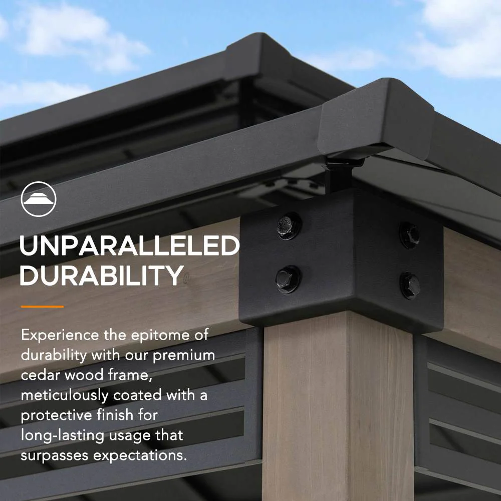 Smart Wooden Grill Gazebo with Outlets 8' x 12' - Matte Black - Image 9