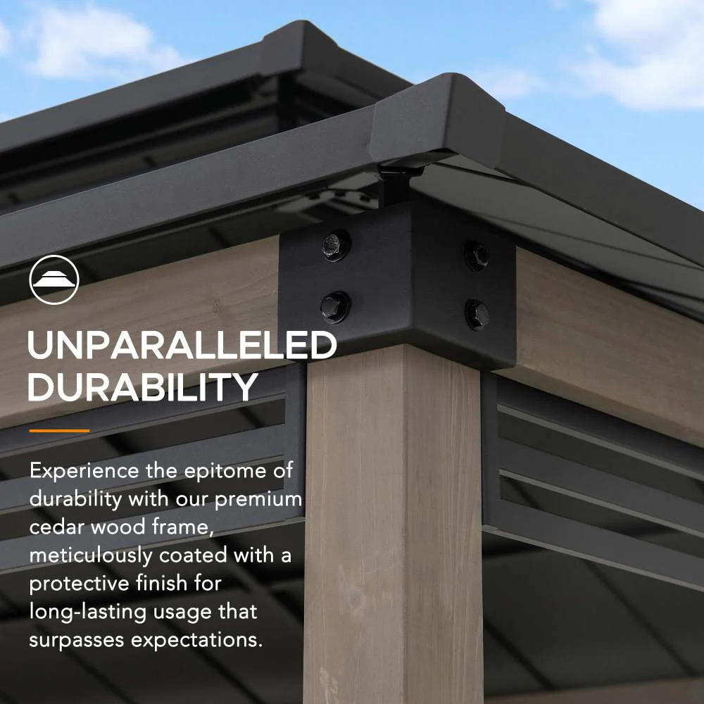 Pro-Grill Fenced Timber Solar Gazebo 8x12- Pale - Image 10