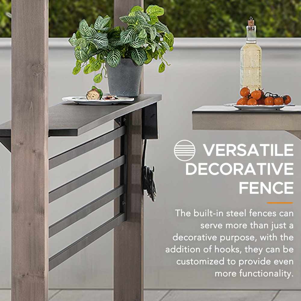Pro-Grill Fenced Timber Solar Gazebo 8x12- Pale - Image 7