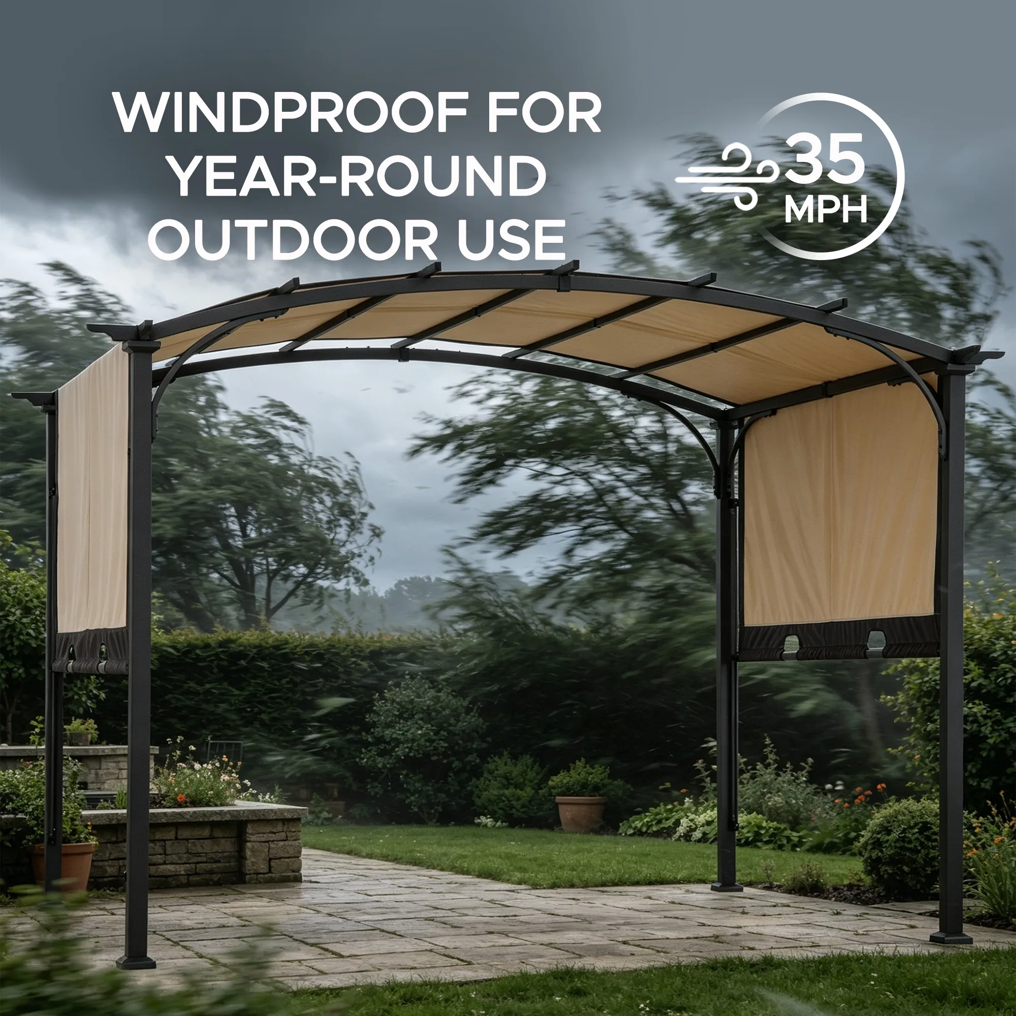 Arcadia Adjustable Arched Pergola, 9x11 - Image 11
