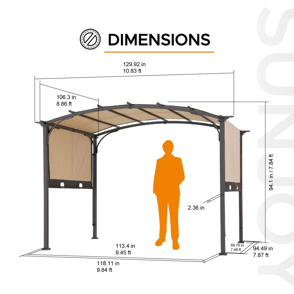 Arcadia Adjustable Arched Pergola, 9x11 - Image 3