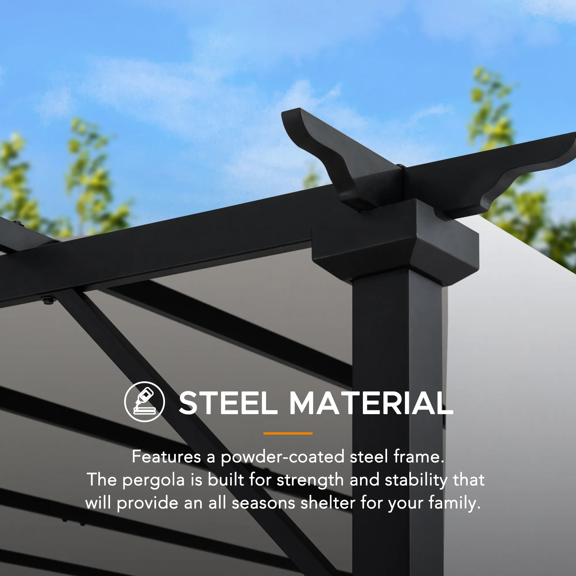 Palladio Adjustable Canopy Metal Pergola 9' x 9' - White - Image 5