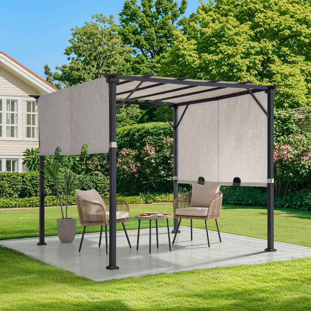 Palladio Adjustable Canopy Metal Pergola 9' x 9' - Gray - Image 2